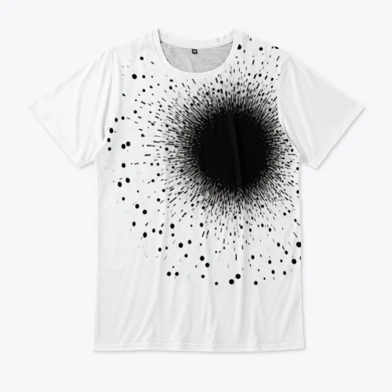 A black dot on white background art