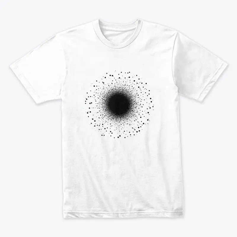 A black dot on white background art