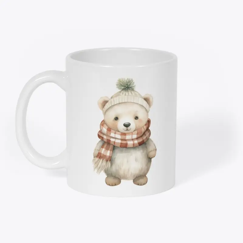 A cute christmas white bear character