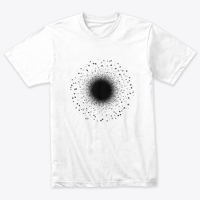 A black dot on white background art