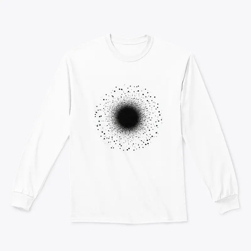 A black dot on white background art